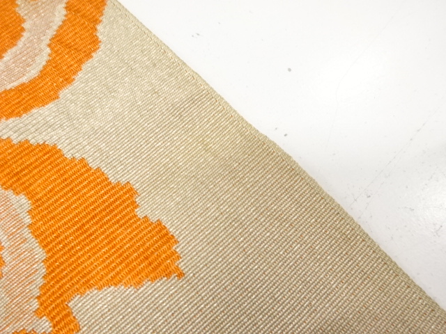  アンティーク　雲に花模様織り出し　八寸帯地反物